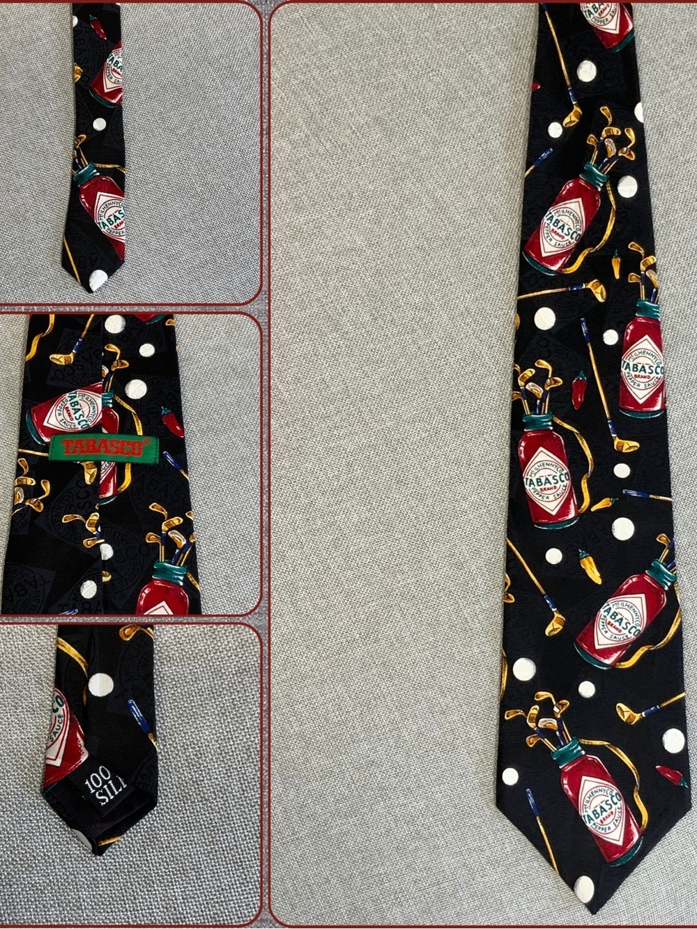 Tabasco Silk Novelty Golf Tie Black Licensed